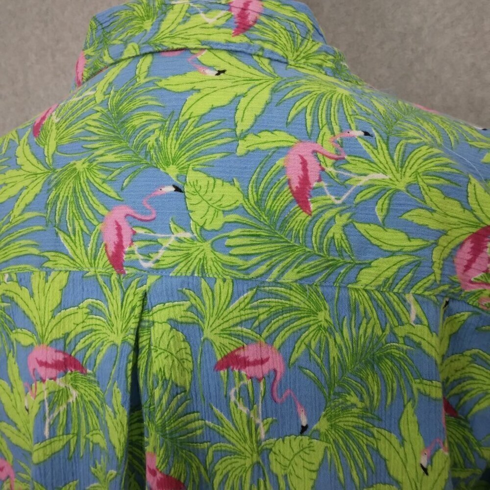 Appleseed's | Tropical Flamingo Crinkle Cotton Shirt | Size S - Picture 5 of 8